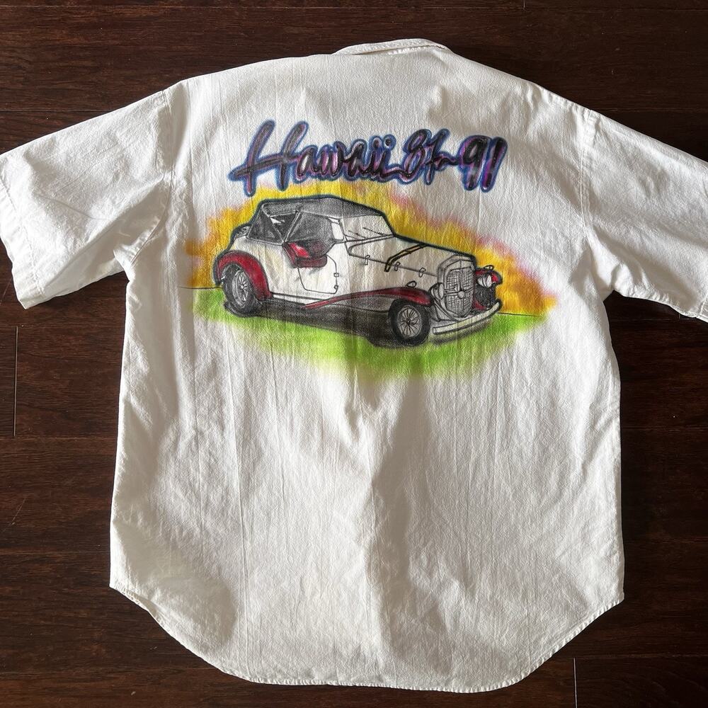 VTG Airbrushed? Shirt Men’s Sz M Cotton Hawaii 87-91 Maui Beach Club Made In USA